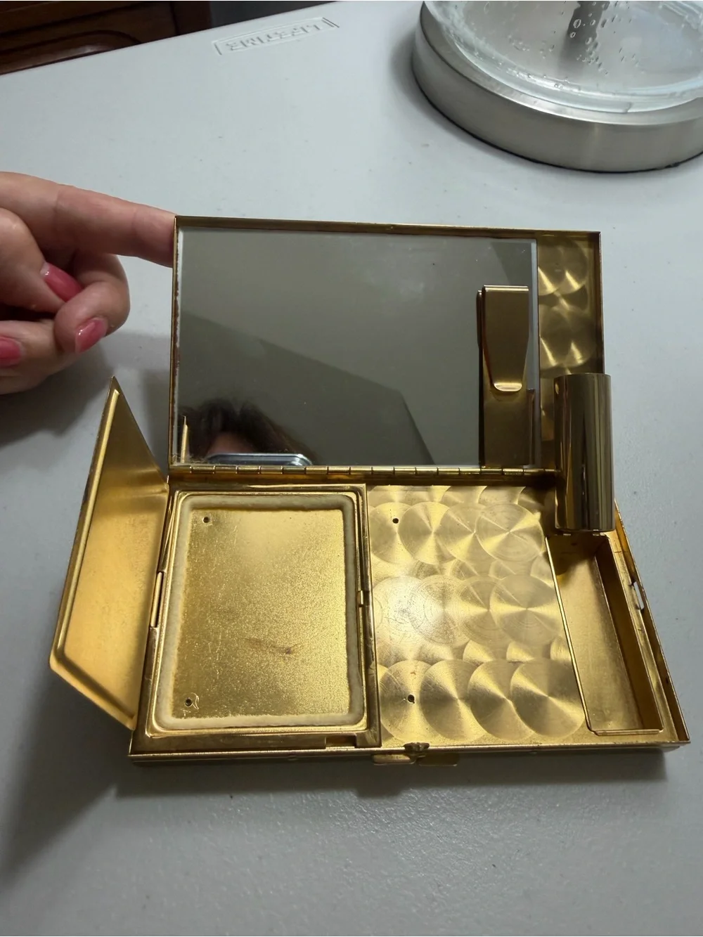 Vintage Mother of Pearl Compact Case - Ivory Shell Finish